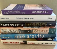 Investing & Wealth Lot of 6 Books - Dave Ramsey, Tony Robbins, Hedge Funds