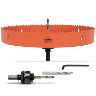10 Inch Hole Saw with Arbor for Metal Wood Plastic, 10 in Bi-Metal Hole Cutter f