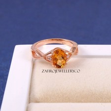 Natural Citrine Ring, 925 Sterling Silver, Anniversary Gift Ring, Prong Ring