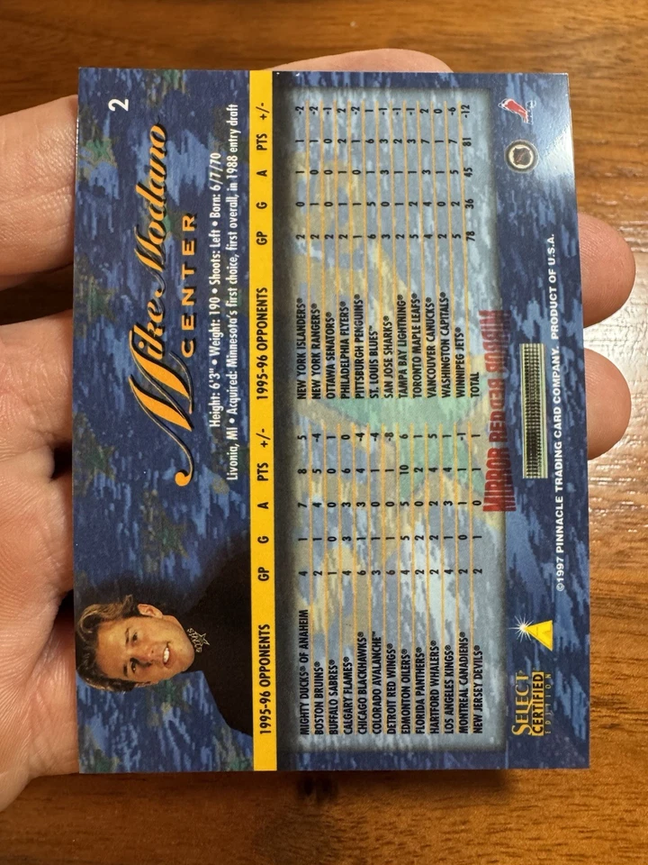 MIKE MODANO - 1996 Pinnacle Select Certified Editions MIRROR RED #2 - Image 2 of 4