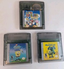 Nintendo Game Boy Color GBC Lot 3 Games Super Mario Bros SpongeBob Monsters Inc
