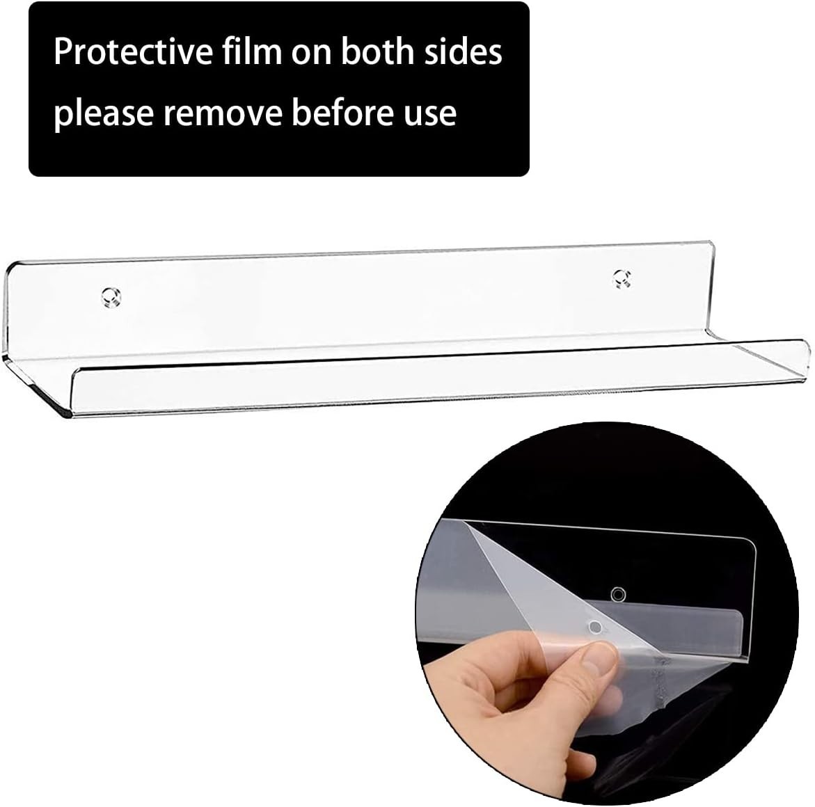 Acrylic Floating Wall Ledge Clear Bathroom Storage Shelve Display,Acrylic 15"