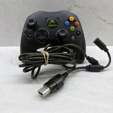 Original Xbox OEM S Type Black Controller with Breakaway Cable Cleaned & Tested
