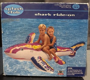 Rare Vintage *NEW* 1990s Splash Club Inflatable Shark Ride On Kmart Pool Beach