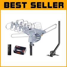 High-Gain Outdoor Antenna - 360  Rotation  150-Mile Range