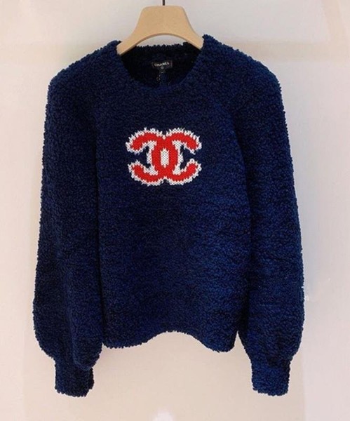 Women CHANEL Sweater Navy Cashmere 36 / S / 44