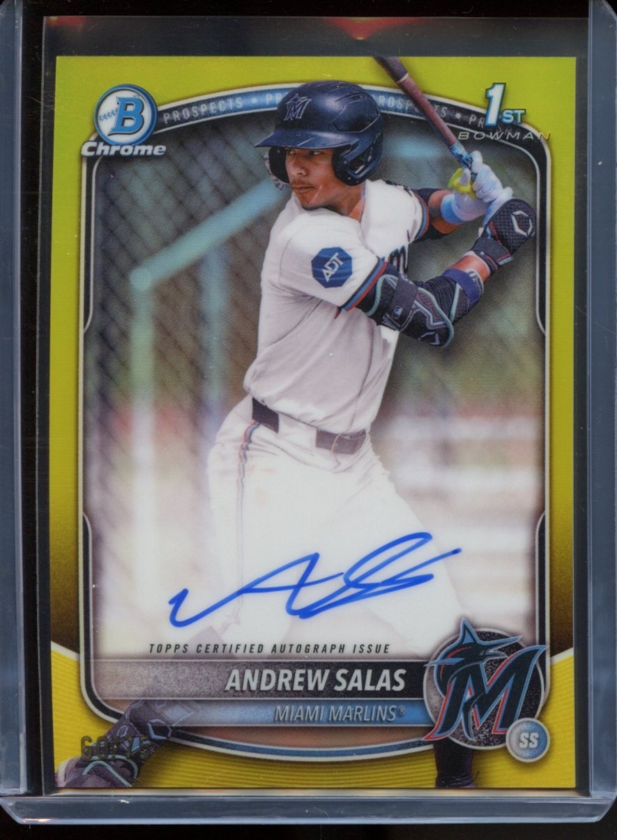 2025 Bowman Chrome Andrew Salas - 1st Chrome Prospect Auto - Yellow /75