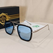 DITA Sunglasses FLIGHT Aviator Black Silver Frame Blue Lens Glasses Free Case