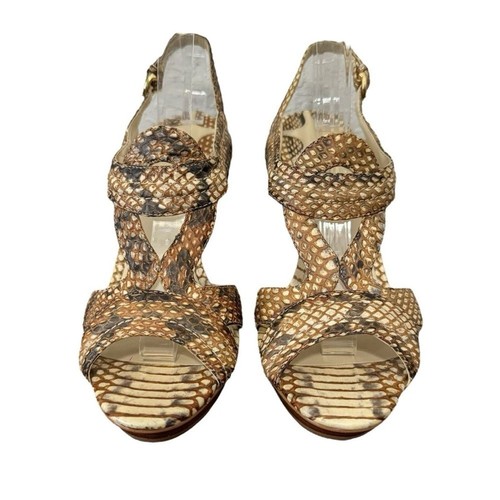 Max Studio Strappy Snake Heels Flora-2 - Brown - Size 7 1/2 - Picture 2 of 10