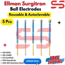 Ellman Surgitron Handpiece Ball Electrodes 5 Pcs Reusable-Tungsten Tips New CE.
