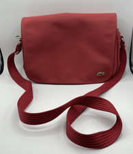 IZOD Lacoste Classic Red Shoulder Crossbody Bag Tote Purse Green Tan Inside