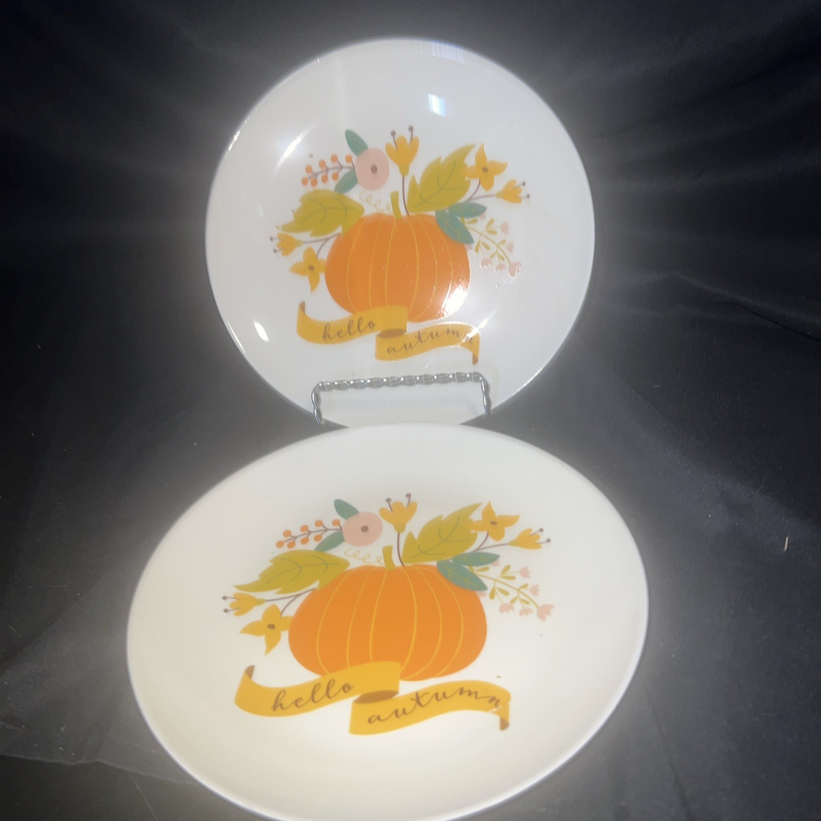 Mainstays &ldquo;Hello Autumn&rdquo; Pumpkin 8&rdquo; Salad Plate Set/3