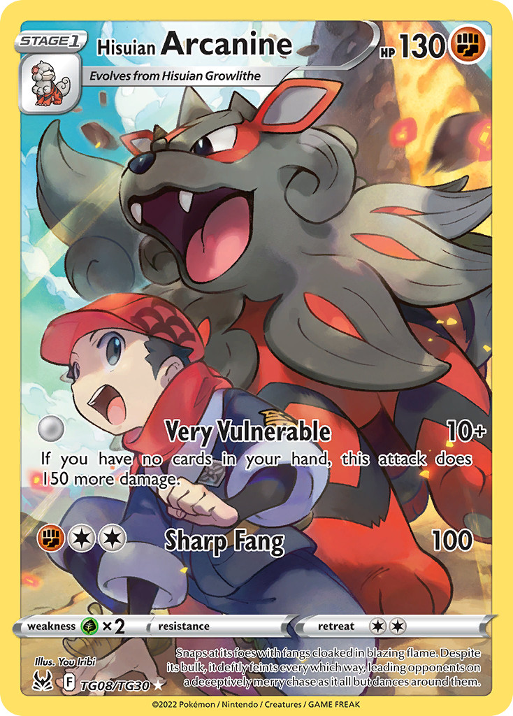 HISUIAN ARCANINE TG08/TG30 HOLO LOST ORIGIN TRAINER GALLERY POKEMON NM