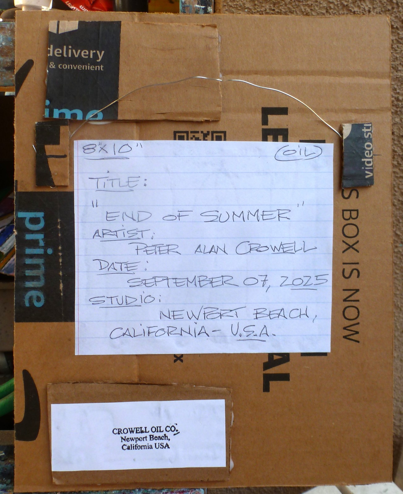 END OF SUMMER  card panel abstract original 8x10 oil painting by Crowell