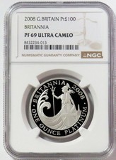 2008 PLATINUM 150 MINTED GREAT BRITAIN 1oz BRITANNIA 100 POUNDS NGC PF 69 UC 5250.00 per troy oz