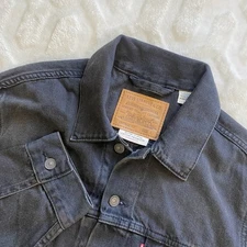 Levis Denim Jacket Black Premium Big E Type 3 Trucker Jean Western Mens L