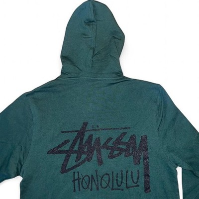 Stussy Honolulu Hawaii Chapter Full Zip Up Hoodie Green Medium Y2K