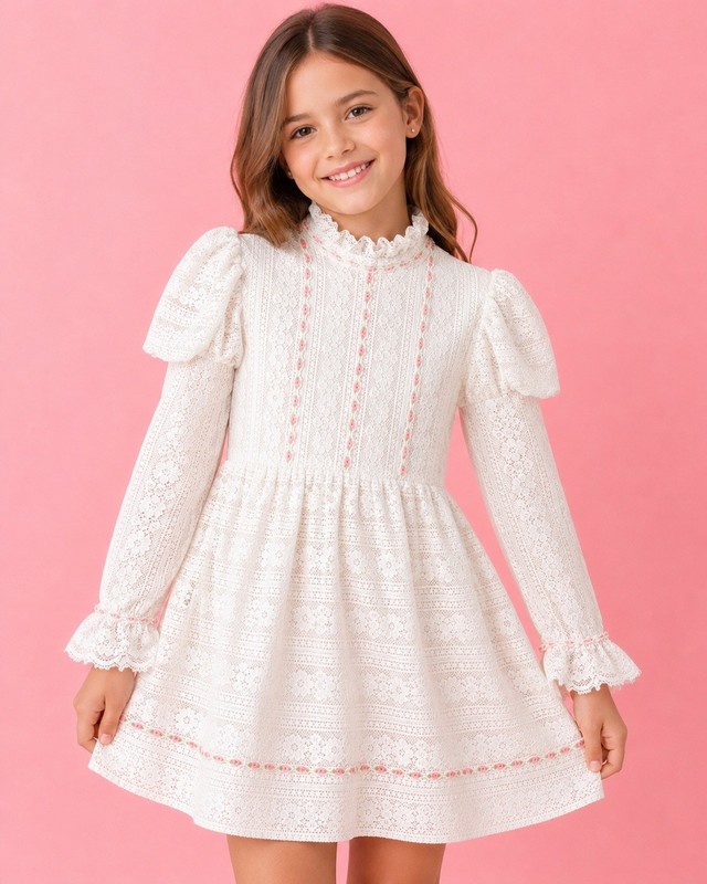 Vintage Dorissa of Miami Girls Heirloom Southern Lace Pageant Dress Size 6X