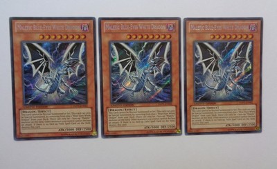 Playset: 3x Malefic Blue-Eyes White Dragon YMP1-EN002 (Secret Rare, Limited, NM)