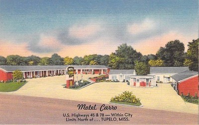 Motel Carro Tupelo Mississippi Postcard US Highways 45 & 78 Tichnor View