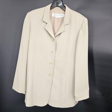 Garfield Marks Blazer Jacket Suit Women 12 Beige Button Lined US Business Office