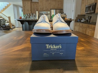 Trickers Robert Derby White-Scotch-Grain, US12/UK11, Mens Country Shoes
