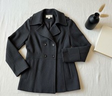 Michael Kors Charcoal Gray Wool Blend Double-Breasted Peacoat - Size Small