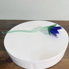 Vintage Murano Style Hand-Blown Art Glass Blue Tulip  Flower 11"