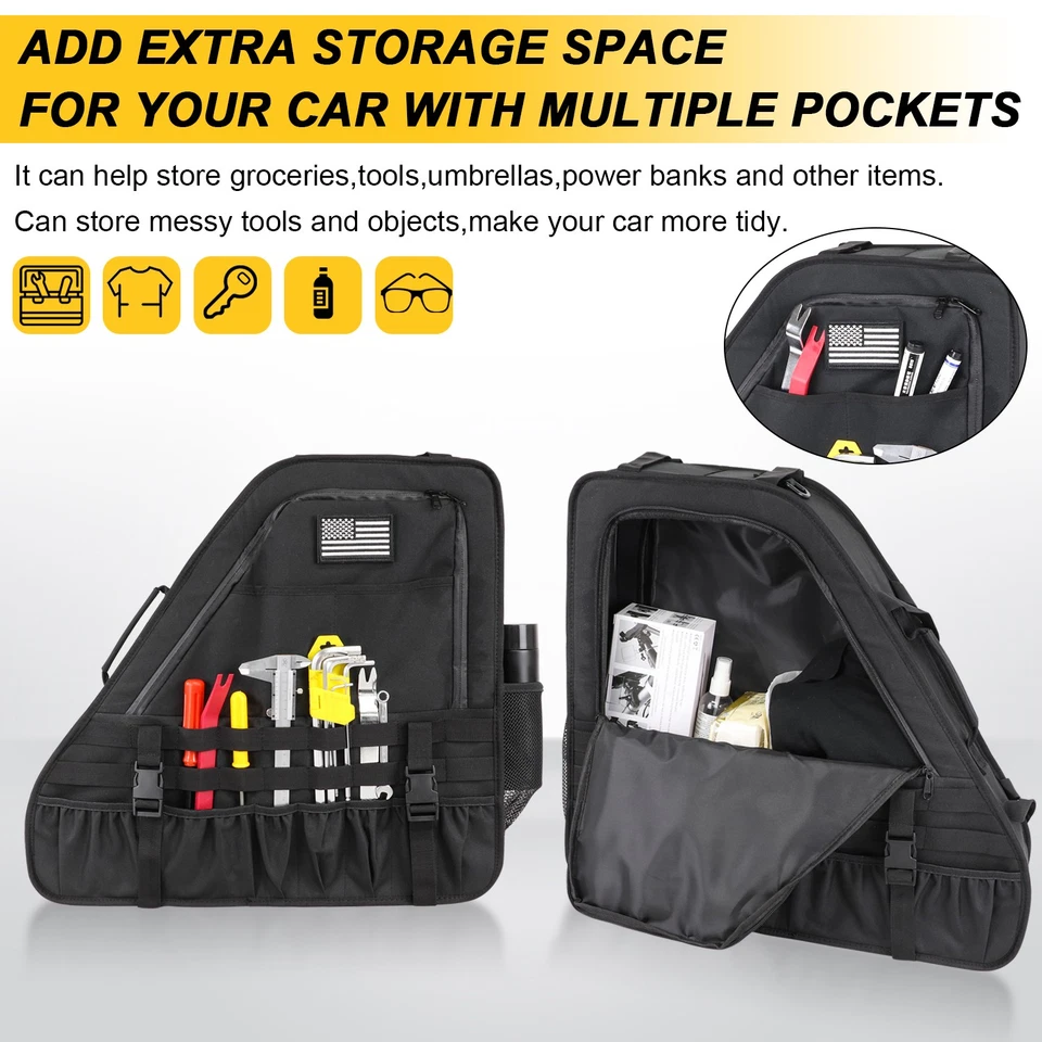 2X Rear Trunk Side Window Storage Bags Fit For 2021-2025 Ford Bronco 2/4 Doors - Image 3 of 4