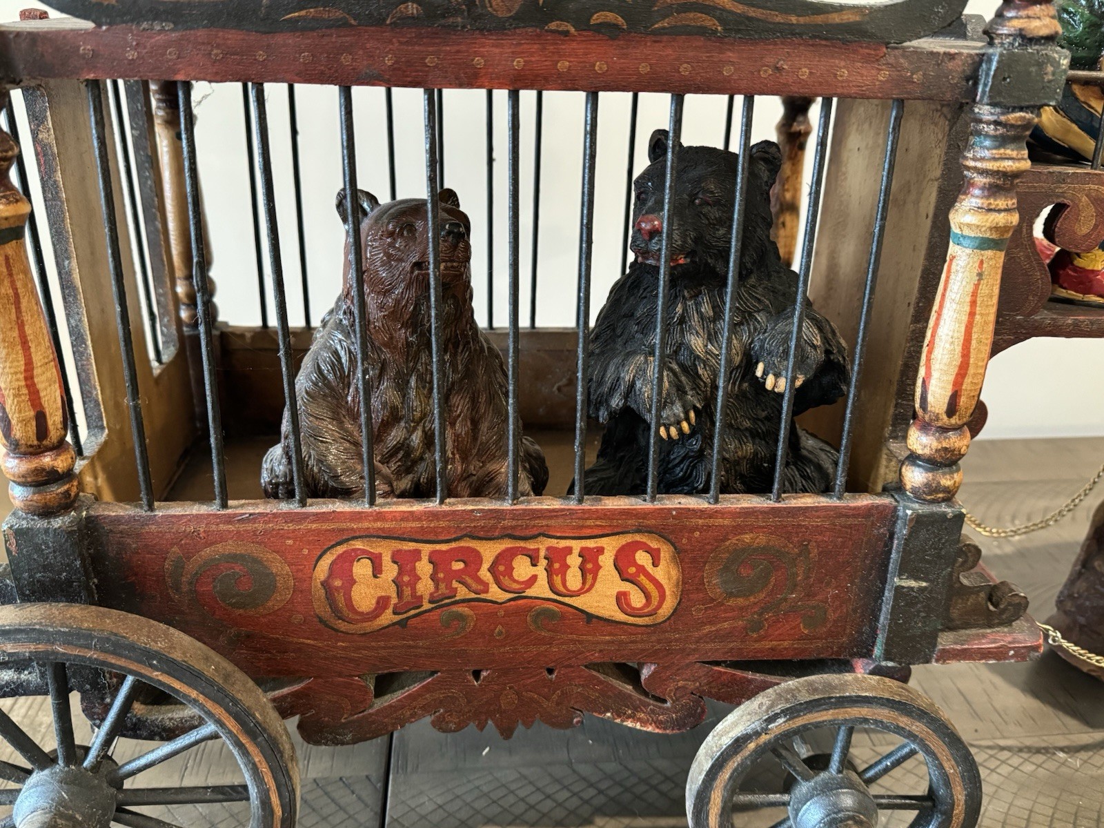 1920-1940s Barnum & Bailey Circus Wagon w/ Clown, Elephant & Two Bears Set Of 5