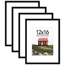 12x16 Picture Frame Set of 4, Made of High Definition Real Glass, Display 8.5...