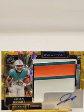 2025 Panini One Football Jaylen Wright RC #418 Fractal Prizm Patch Auto 10/25 RC