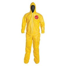 Coverall. Standard Fit Hood. Stormflap. Elastic Wrists. Attached Socks. Yellow.