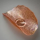 Imperial Pink Clear Glass Daisy Button Banana Bowl Boat Holder Iridescent Lenox
