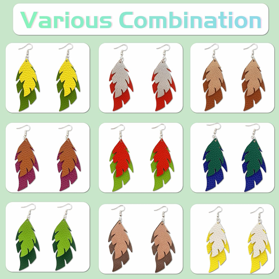 181 Pcs Layered Leaf Faux Leather Earrings Making Kit for Beginner ...
