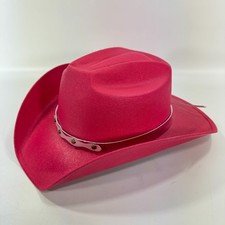 Girls Pink Fuchsia Hot Pink Western Canvas Cowboy Hat Hard Cattleman's Hat