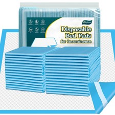 50 Count Bed Pads with Adhesive Strip 30x36 Thicken Elderly Adults Incontinence