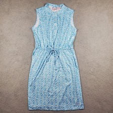 Stella Parker Summer Dress Womens S Tie Waist Blue White Nautical Beach Preppy