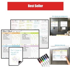 Magnetic Dry Erase Chore Chart  Weekly Calendar Set for Fridge, Whiteboard
