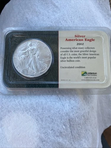 2002 SILVER AMERICAN EAGLE DOLLAR~$1~Uncirculated Sealed~LITTLETON COIN COMPANY