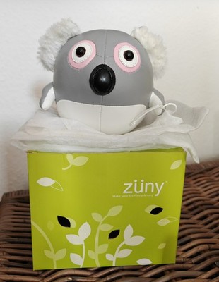 Züny Cicci Koala Türstopper Buchstütze, Grau/Weiß, PU-Leder & Kunstfell Sammler