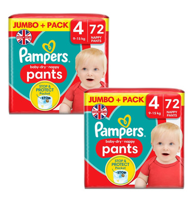 Pampers Baby Trockenhosen Größe 4, 2 x 72er Pack Jumbo + Monatspackung Neu