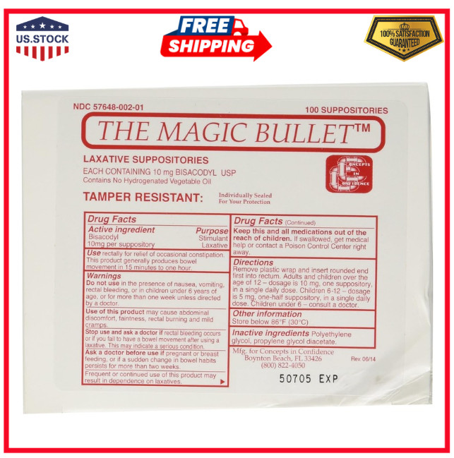 Magic Bullet Suppository Part No. CCMB100 Concepts in Confidence MMED-CICCCMB100