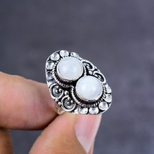 Rainbow Moonstone Gemstone Handmade 925 Sterling Silver Jewelry Ring Size 6 e930