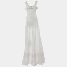 Stella McCartney OffWhite Lace Sleeveless Smocked Long Dress S