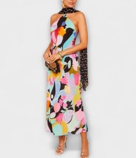RIXO Silk Hayley Silk Midi Slip Dress Tulip Spot Mix Multi - L/UK16