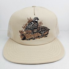 Vintage USA MADE Quail Hunting Wildlife Puffy Print Trucker Hat Snapback Cap