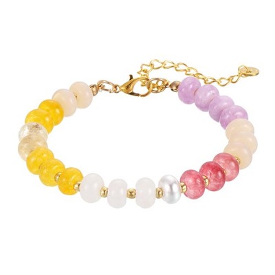 8.5mm Crystal Bracelets for Women, Colorful Gemstone Beaded Bracelet 10.2 I - 07