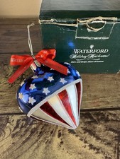 Waterford Holiday Heirlooms Stars and Stripes Heart Glass Christmas Ornament