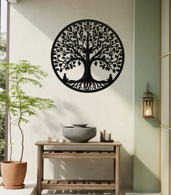 Lebensbaum Metall Plakette schwarz hängend Garten Wandbild 4 Größen & mehr Designs!